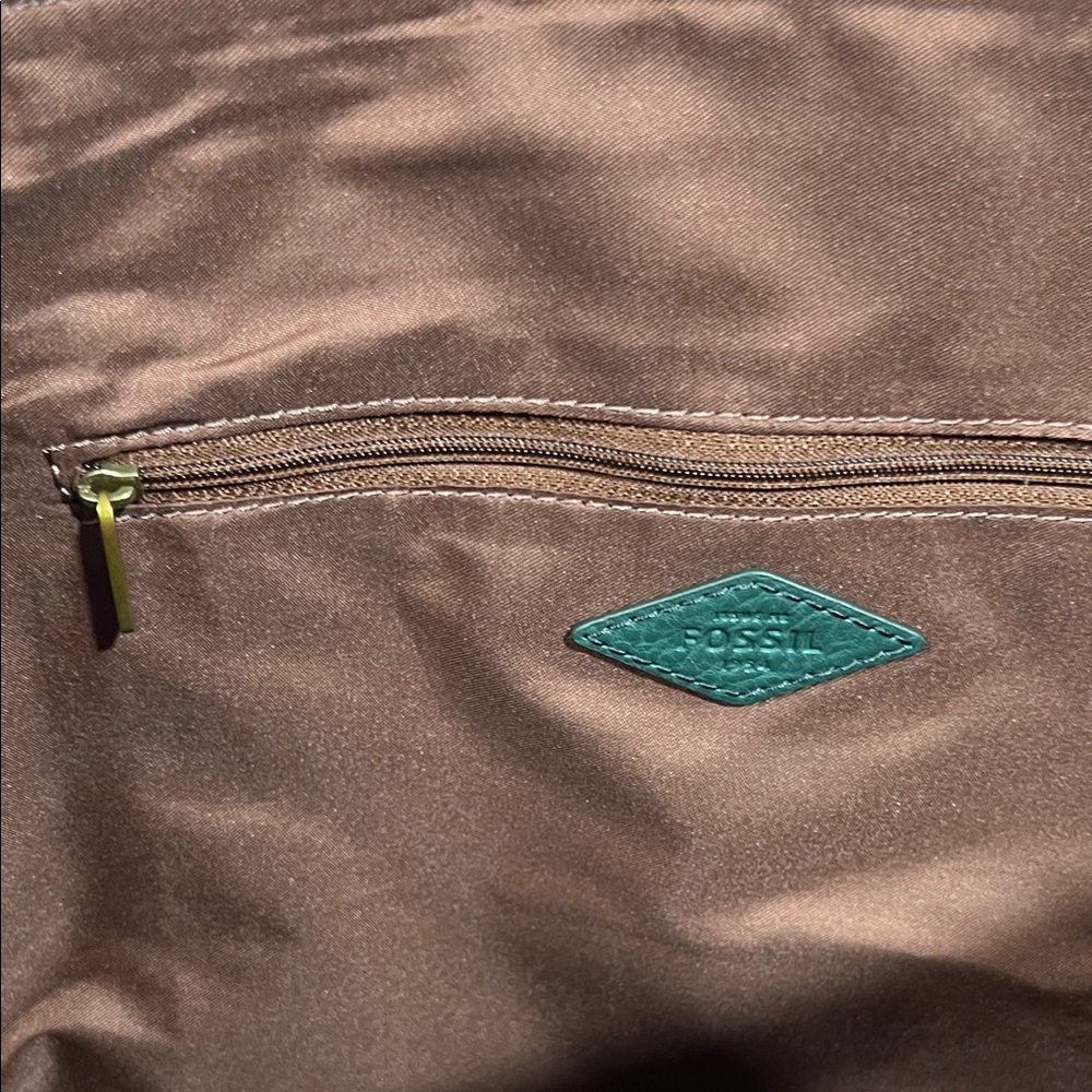 Fossil Dark Green Leather Tote - Picture 5 of 7